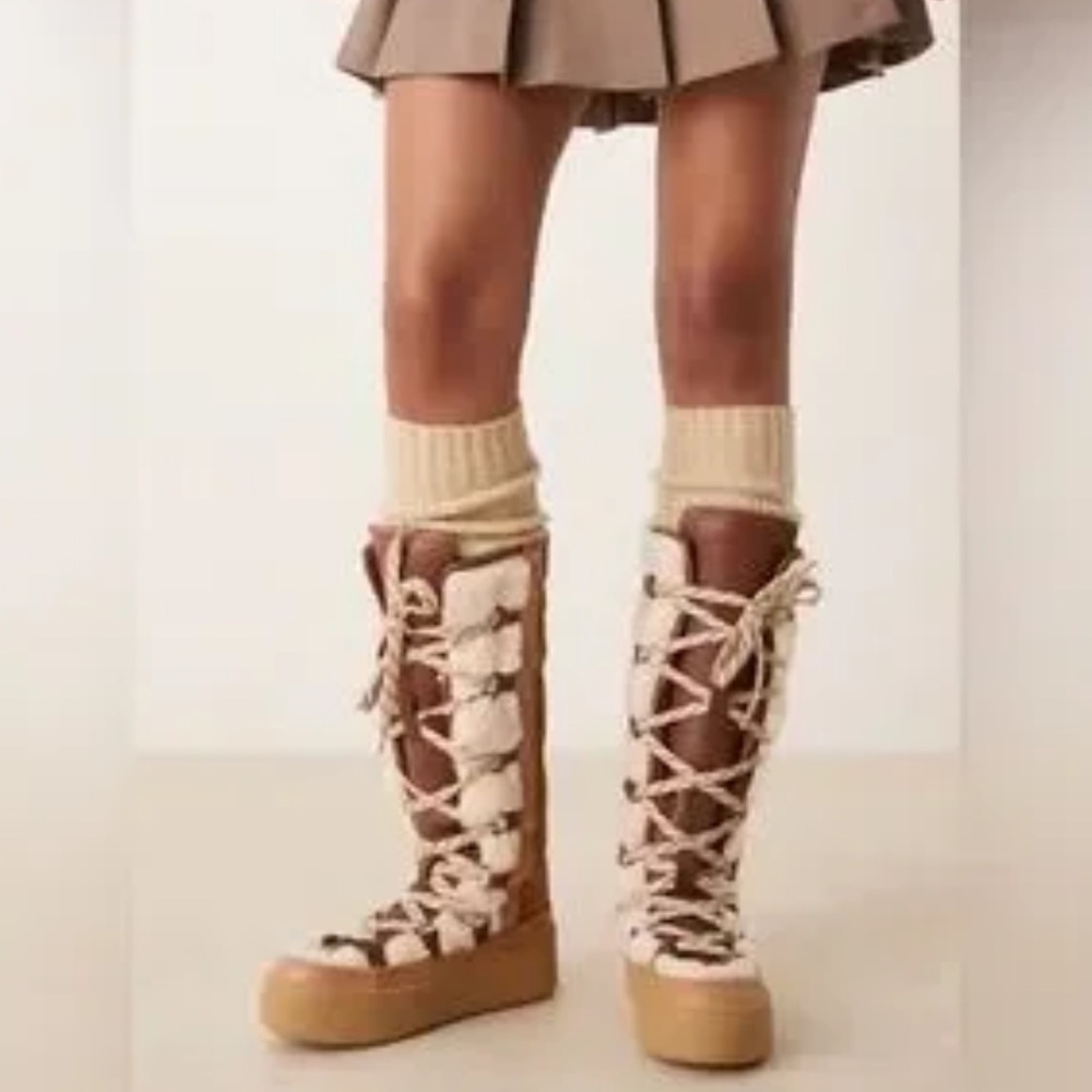 Free People Lace Up Boots wilder mukluk boots NEW live show listing